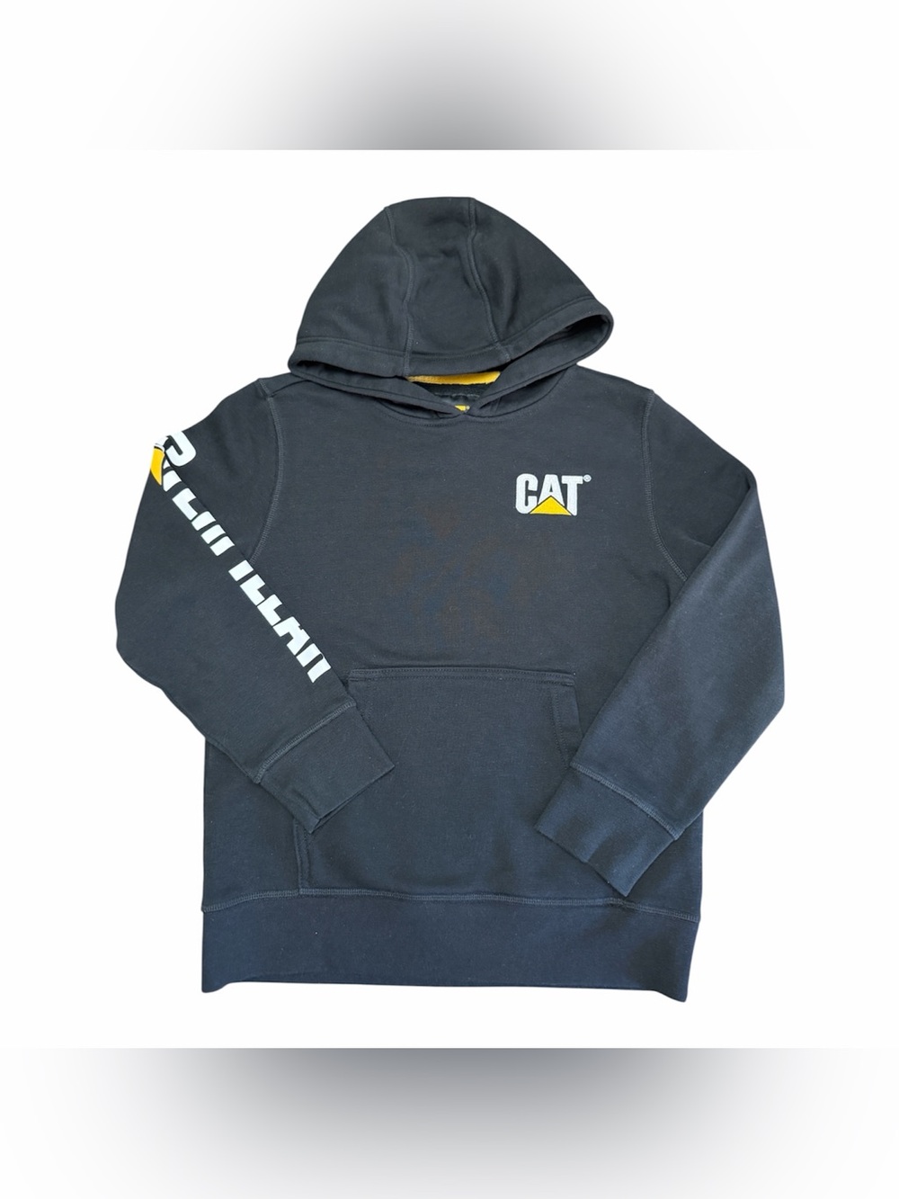 CAT Caterpillar Youth Black Logo Hoodie Size M